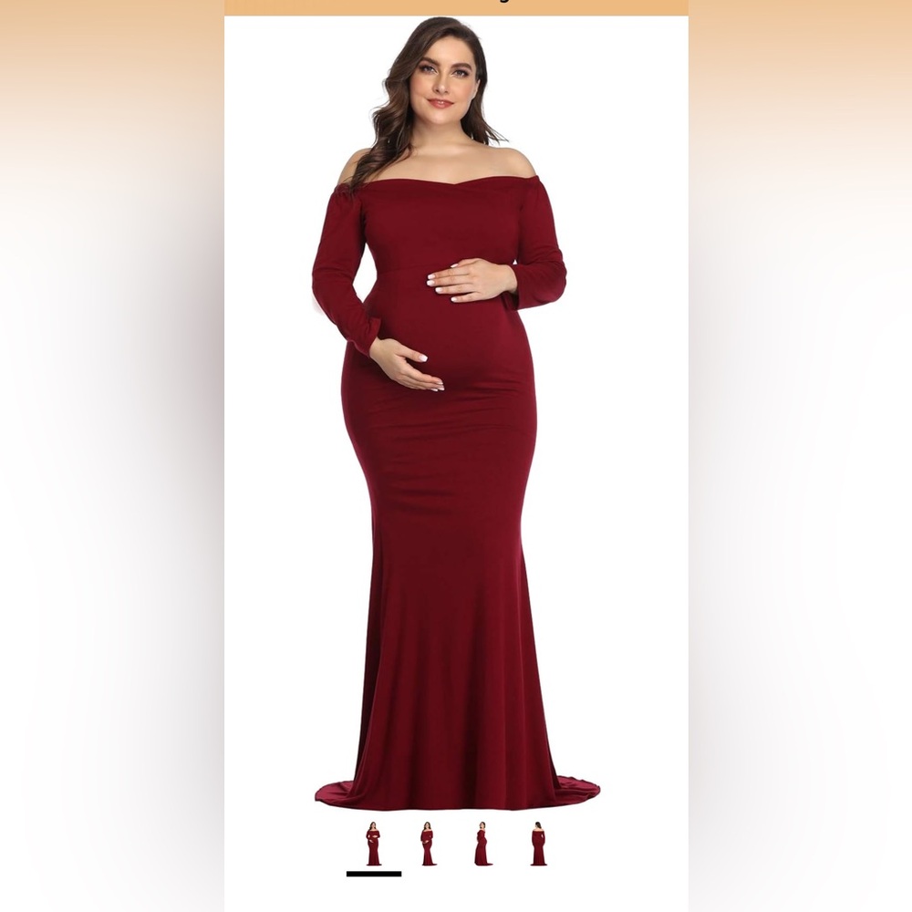 Elegant Red Maternity Dress - Picture 4 of 6